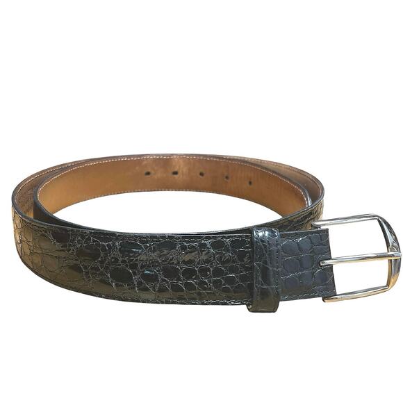 Trafalgar Ridgeport Men’s Black Genuine Crocodile Leather Belt USA Made Size 40 - Picture 1 of 8